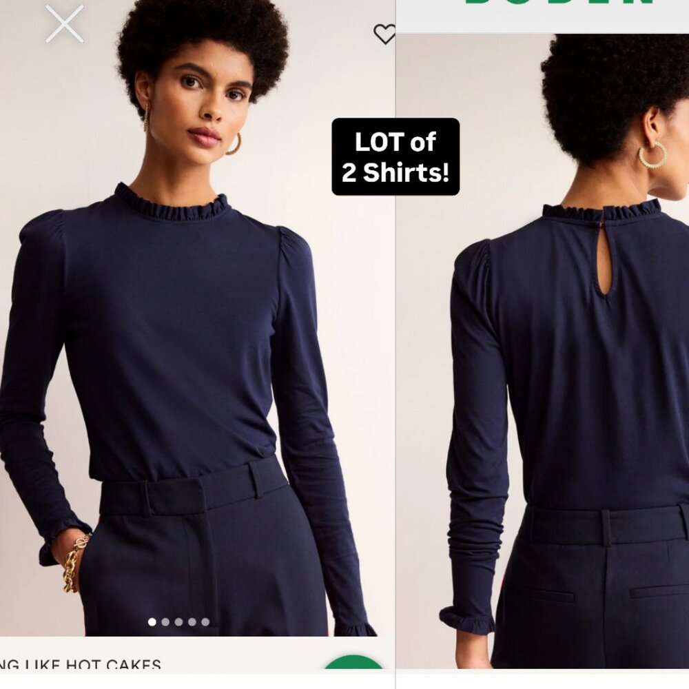 TWO Boden Supersoft Frill Detail Top 20/22 XL Classic Business Casual Minimalist